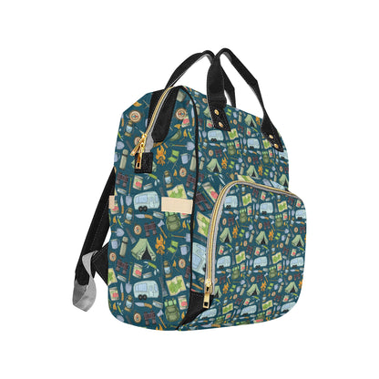 Camping Pattern Print Design 02 Diaper Bag Backpack