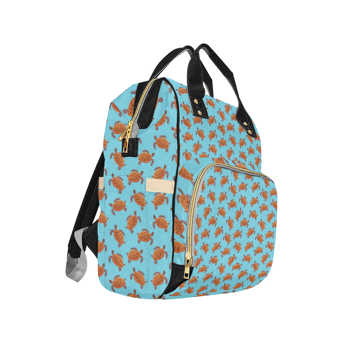 Brow Sea Turtle Print Pattern Diaper Bag Backpack