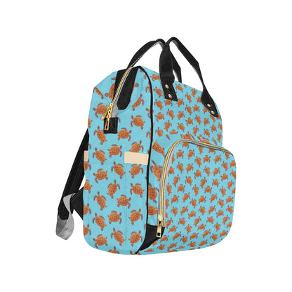 Brow Sea Turtle Print Pattern Diaper Bag Backpack
