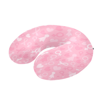 Breast cancer Pattern Print Design 01 U-Shaped Travel Neck Pillow