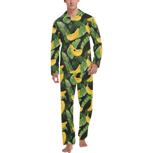 Banana Pattern Print Design BA01 Men's Long Pajama Set