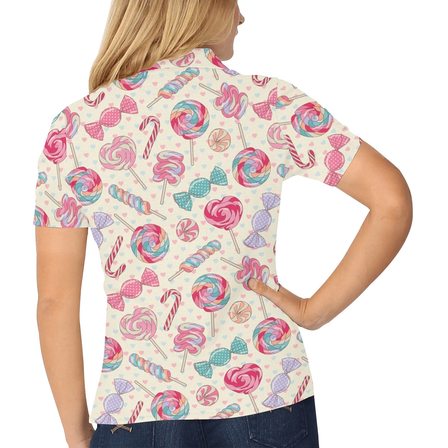 Candy Pattern Print Design CA04 Women's Polo Shirt