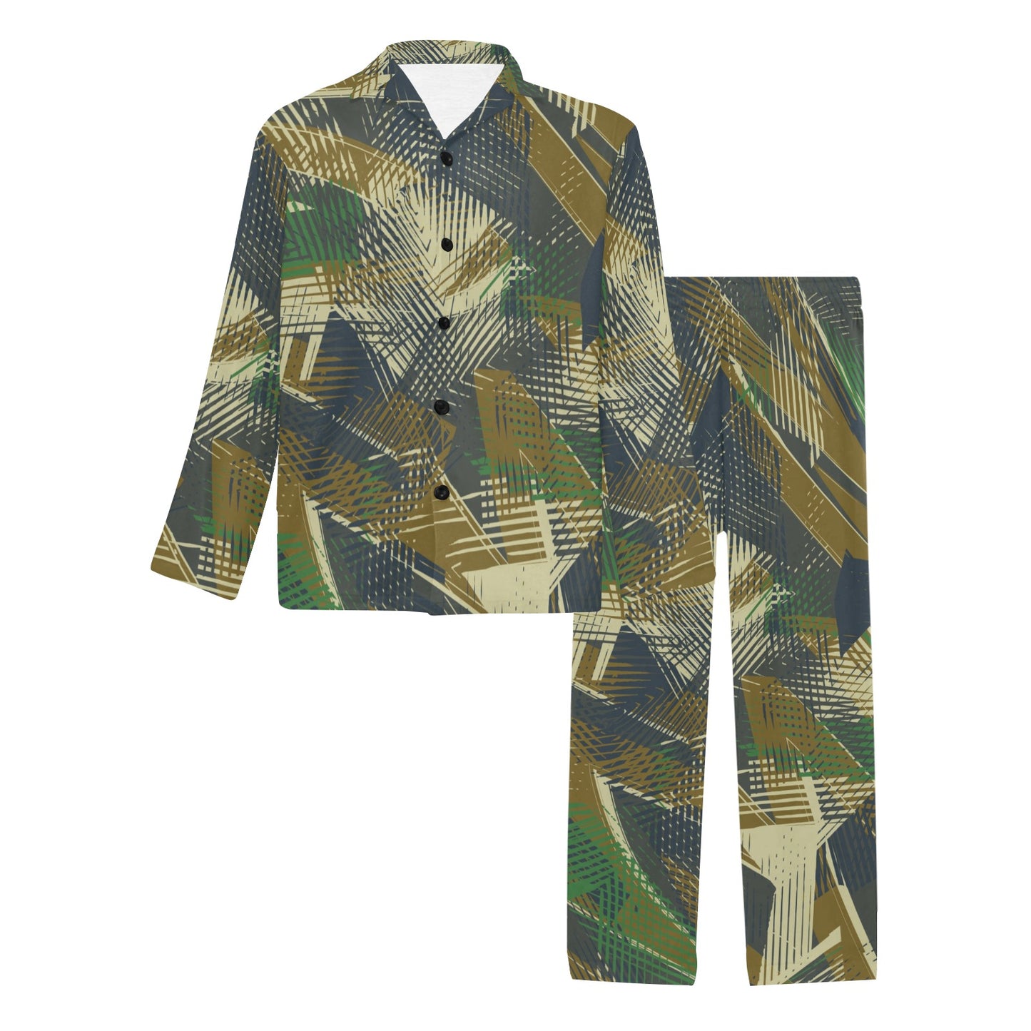 Military Camouflage Pattern Print Design 01 Men's Long Pajama Set