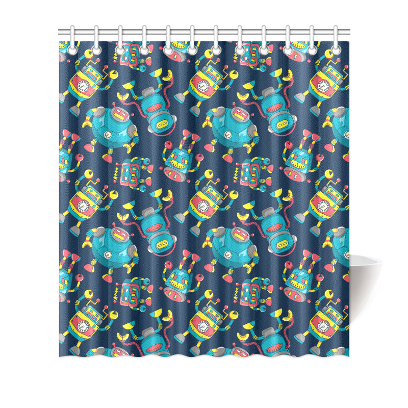 Robot Pattern Print Design A05 Shower Curtain