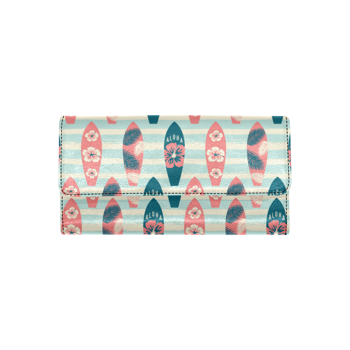 Aloha Hawaii Surfboard Pattern Print Design 02 Women's Trifold Wallet