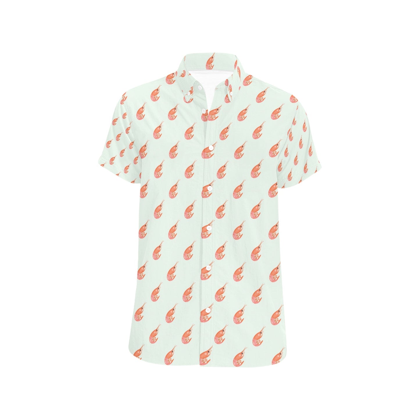 Shrimp Print Design LKS304 Men Short Sleeve Button Up Shirt