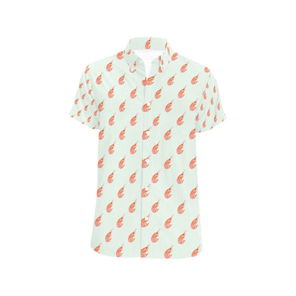 Shrimp Print Design LKS304 Men Short Sleeve Button Up Shirt