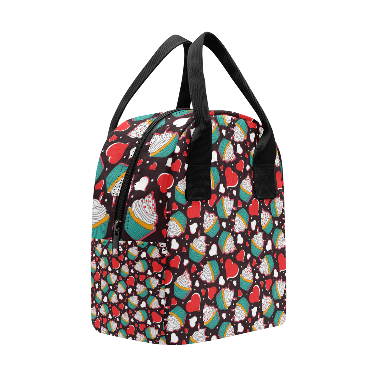 Cupcakes Heart Print Pattern Insulated Lunch Bag