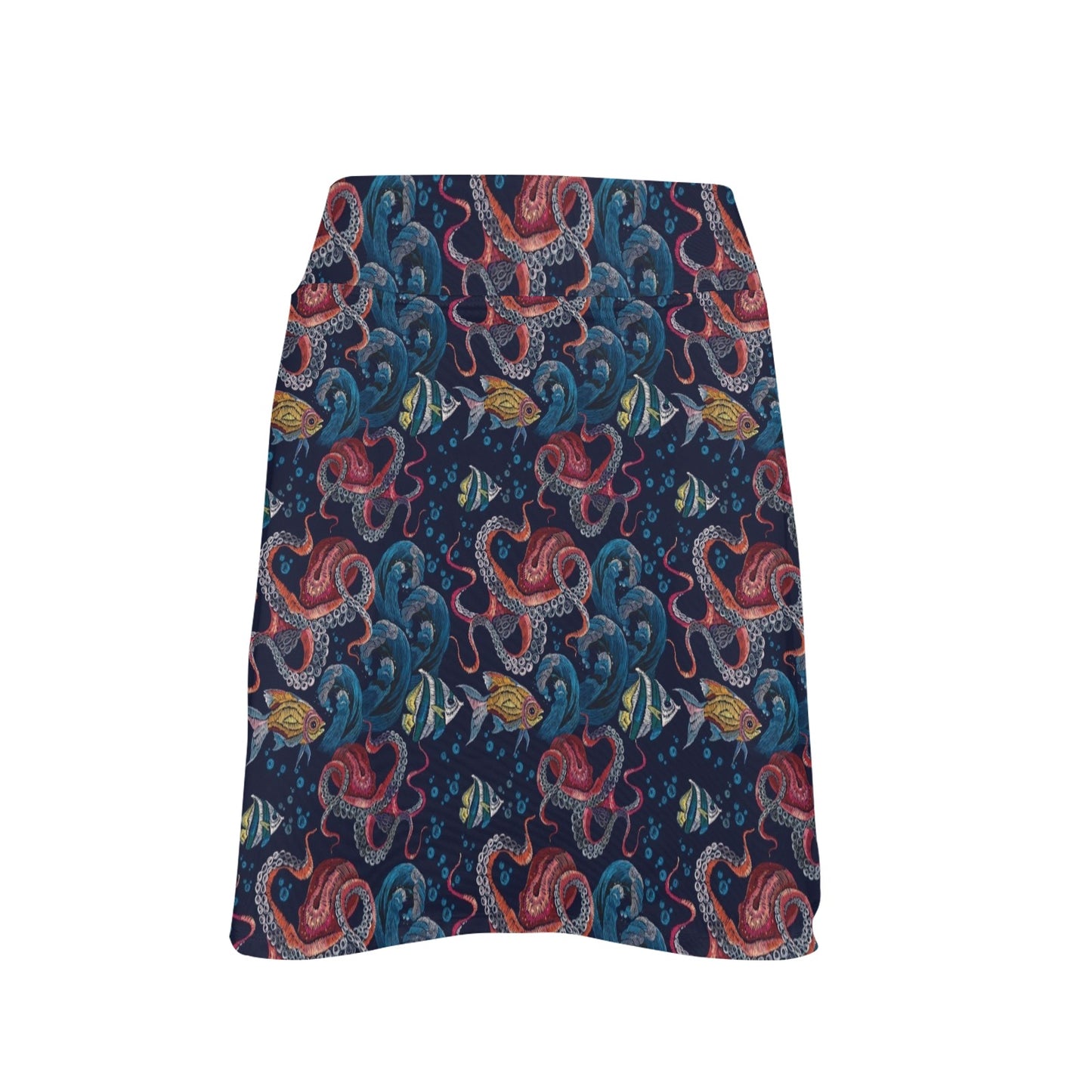 Underwater Giant Squid Print Design LKS302 17" Golf & Pickleball Skort with Pockets