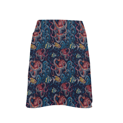 Underwater Giant Squid Print Design LKS302 17" Golf & Pickleball Skort with Pockets