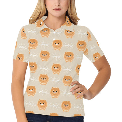 Pomeranians Pattern Print Design A04 Women's Polo Shirt