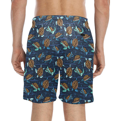 Sea Turtle Print Design LKS3011 Men's Swim Trunks Beach Shorts