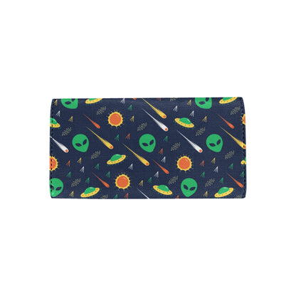 Alien UFO Pattern Print Design 05 Women's Trifold Wallet
