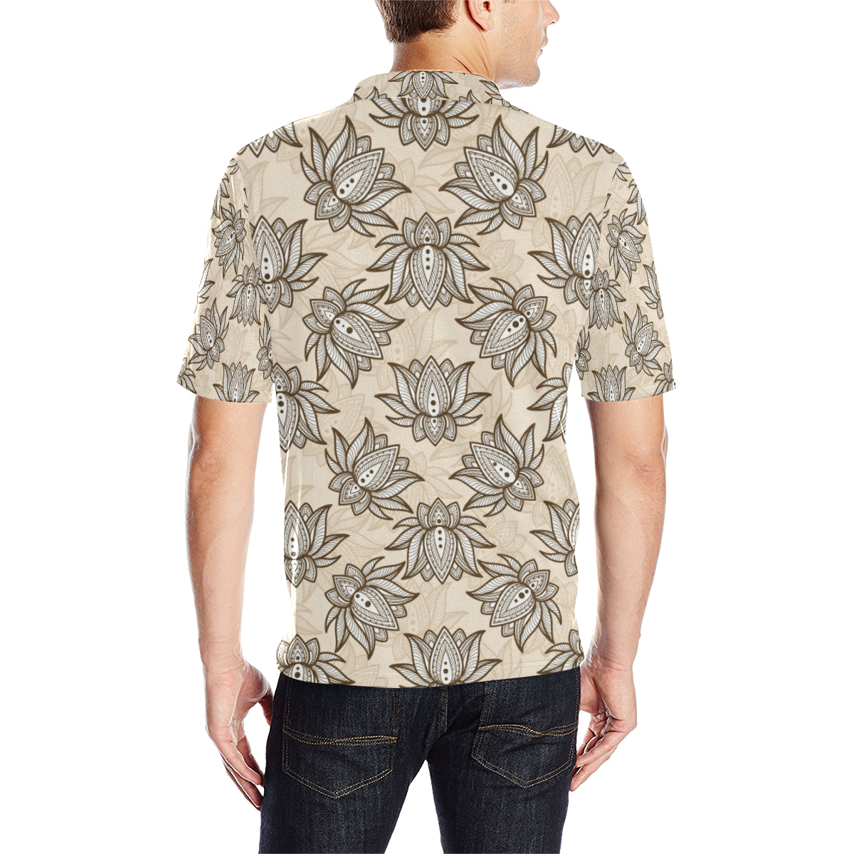 lotus Boho Pattern Print Design LO05 Men Polo Shirt