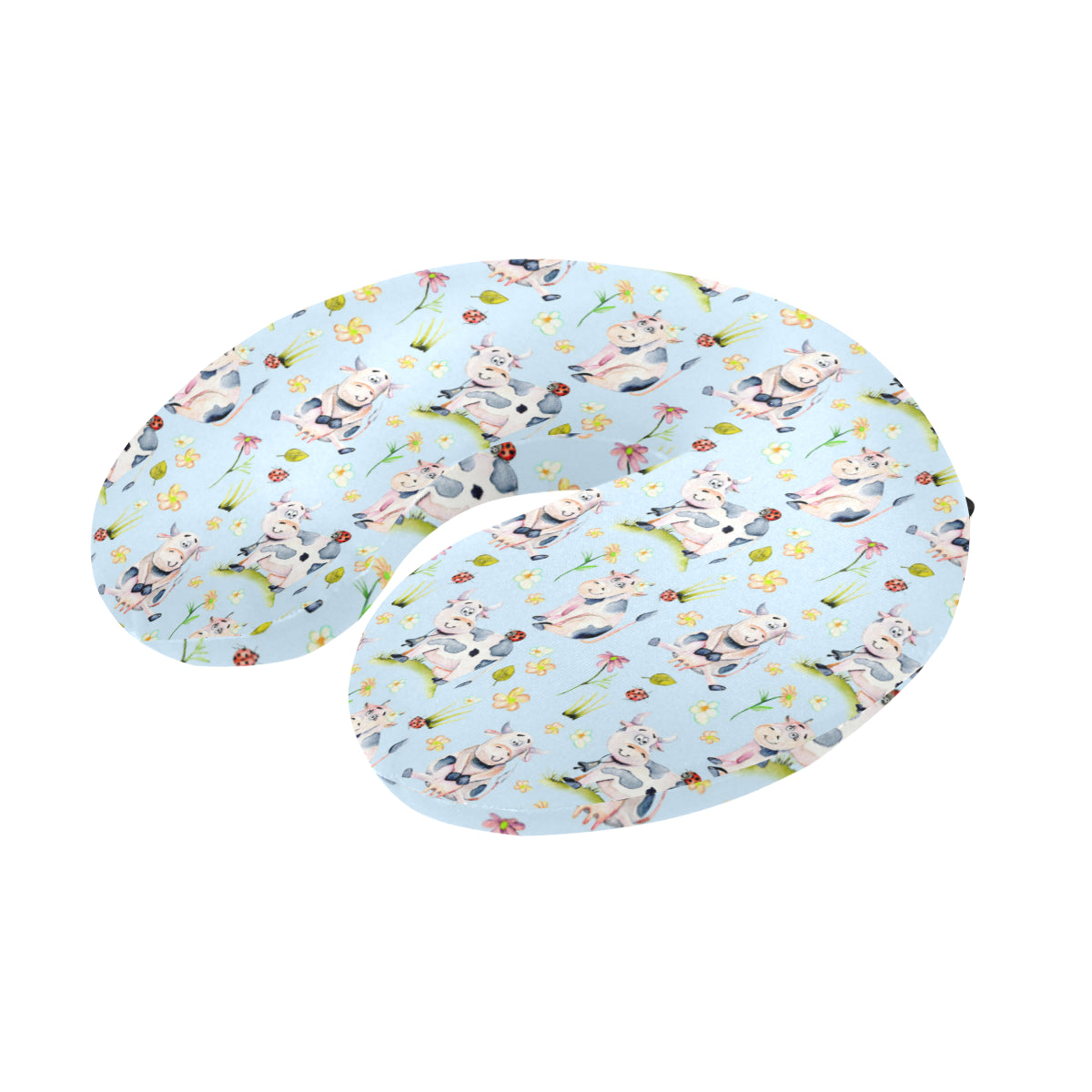Cow Happy Pattern Print Design 05 U-Shaped Travel Neck Pillow