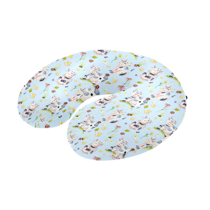 Cow Happy Pattern Print Design 05 U-Shaped Travel Neck Pillow