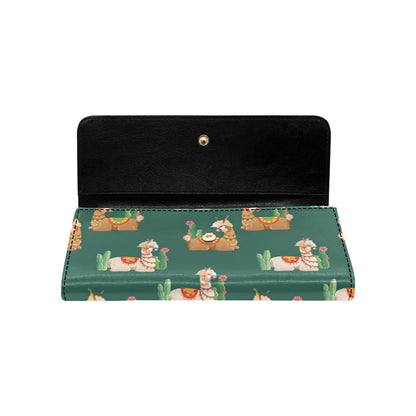 Llama Cactus Pattern Print Design 07 Women's Trifold Wallet