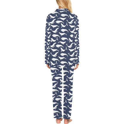 Whale Print Design LKS308 Women's Long Pajama Set