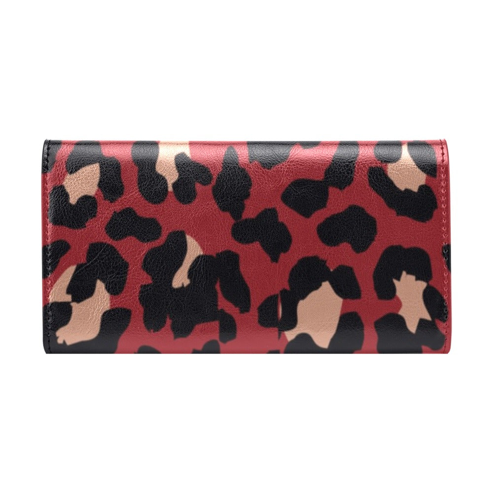 Cheetah Red Print Pattern Women's Trifold Wallet