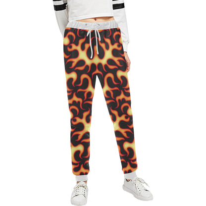 Flame Fire Themed Print Unisex Sweatpants