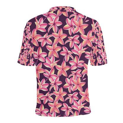 Purple Plumeria Pattern Print Design PM010 Men Polo Shirt