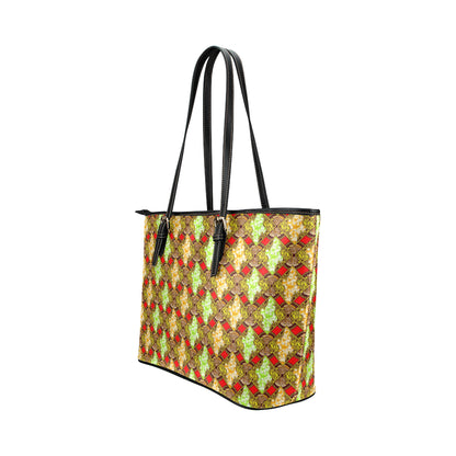 African Classic Print Pattern Leather Tote Bag