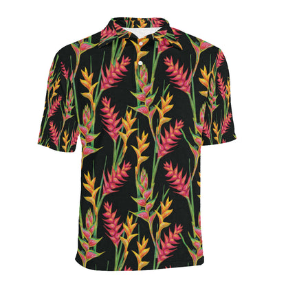 Heliconia Pattern Print Design HL01 Men Polo Shirt