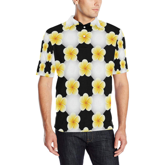 Plumeria Pattern Print Design A04 Men Polo Shirt