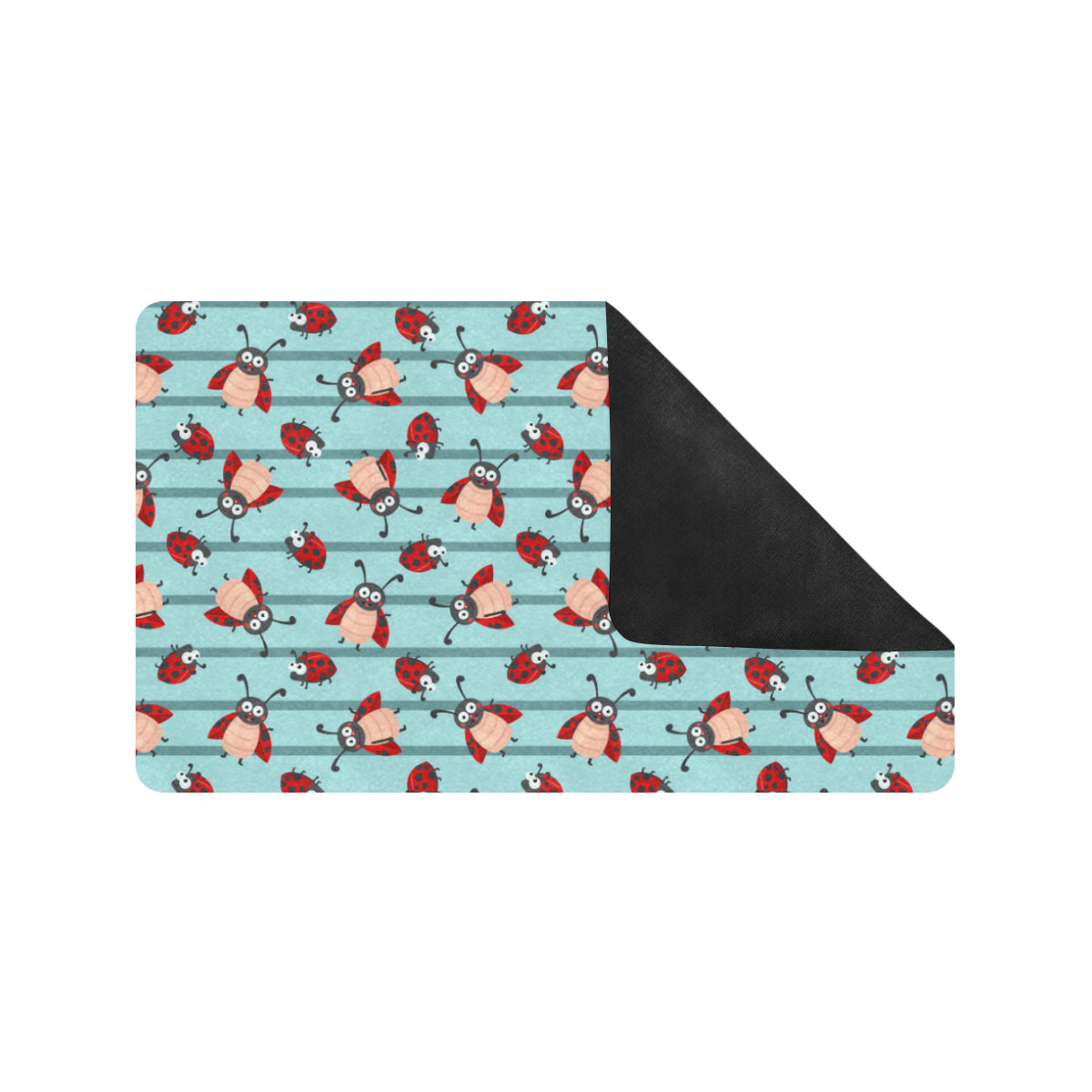 Ladybug Happy Print Pattern Rubber Doormat
