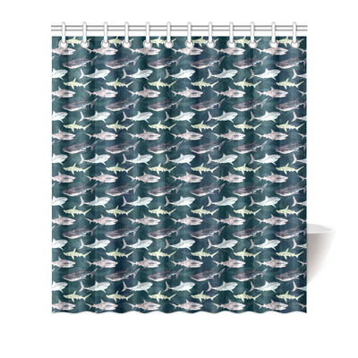 Shark Pattern Print Shower Curtain