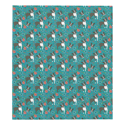 Boston Terrier Pattern Print Design 07 Premium Quilt