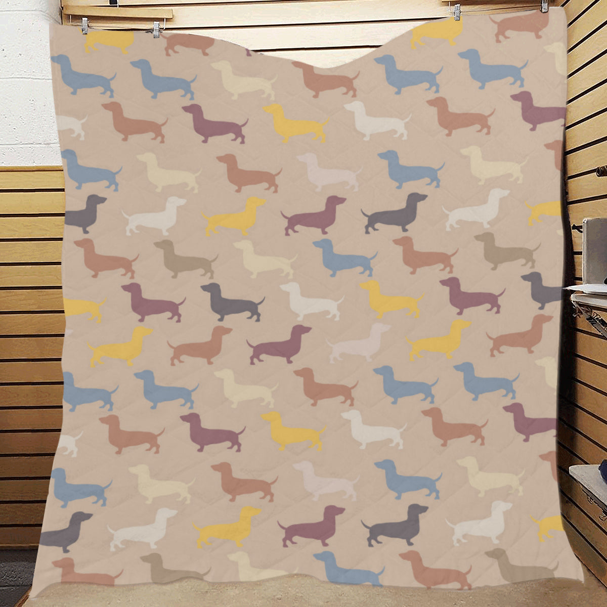 Dachshund Pattern Print Design 03 Premium Quilt