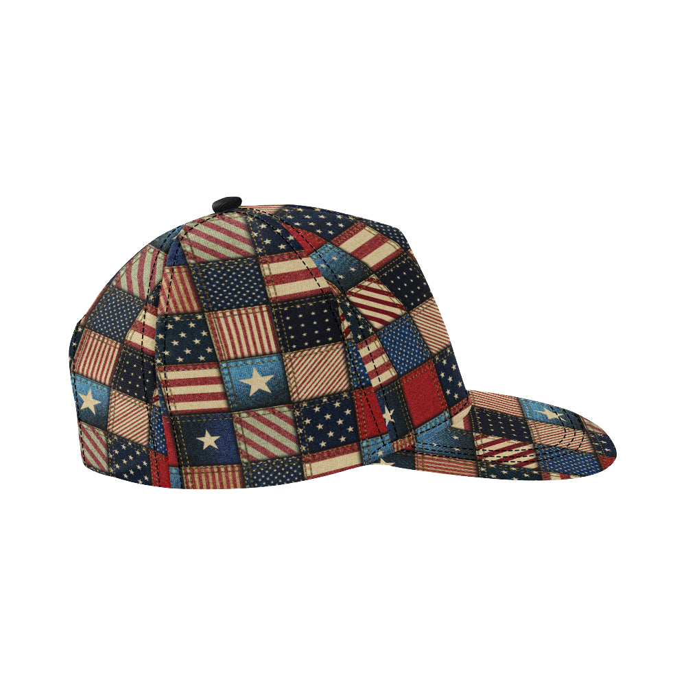 American flag Patchwork Design Snapback Cap