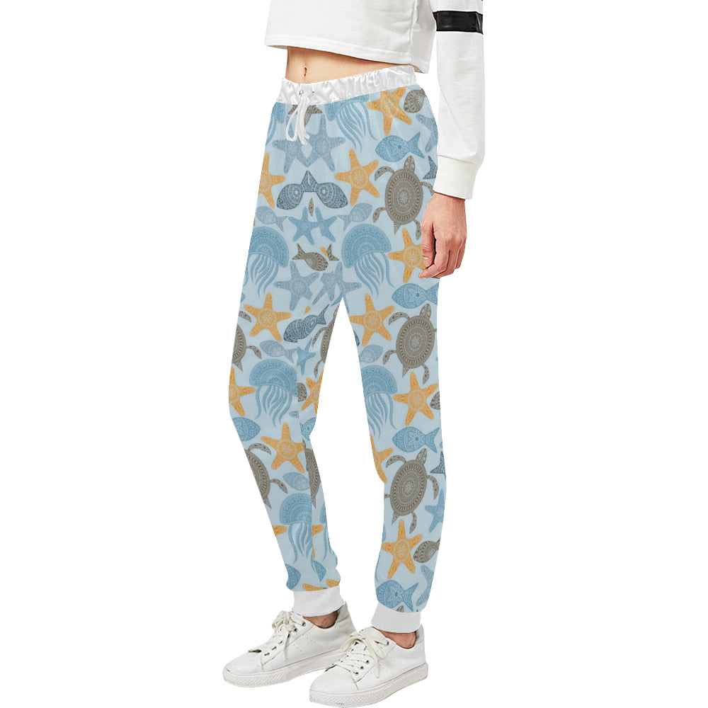 Polynesian Jellyfish Turtle Print Unisex Sweatpants