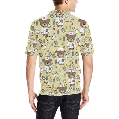 Nurse Bear Pattern Print Design A02 Men Polo Shirt