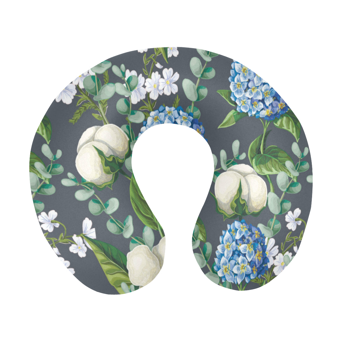 Hydrangea Pattern Print Design 02 U-Shaped Travel Neck Pillow