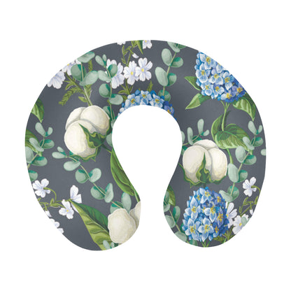 Hydrangea Pattern Print Design 02 U-Shaped Travel Neck Pillow