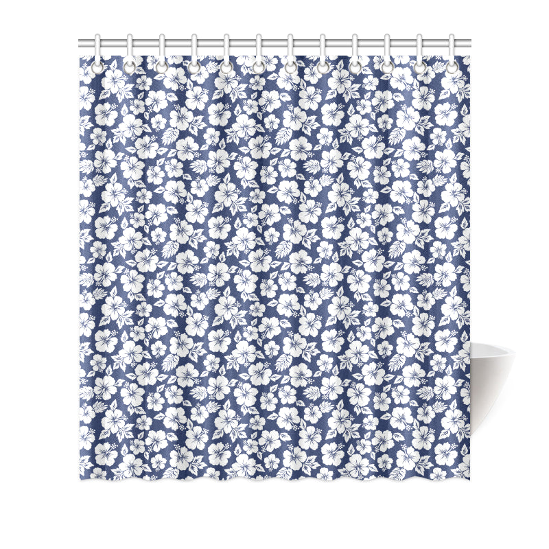Hibiscus Blue Hawaiian Flower Style Shower Curtain