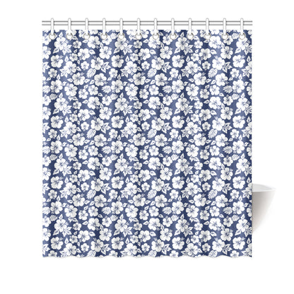 Hibiscus Blue Hawaiian Flower Style Shower Curtain