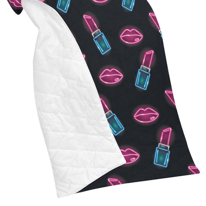 Lipstick Color Neon Pattern Print Design 03 Premium Quilt