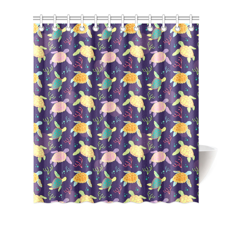 Sea Turtle Color Smile Shower Curtain
