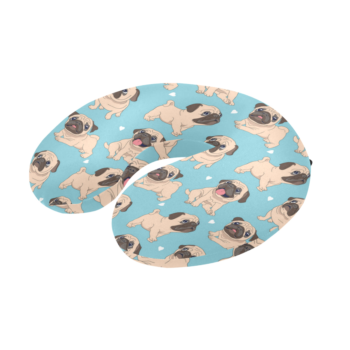 Pug Pattern Print Design A03 U-Shaped Travel Neck Pillow
