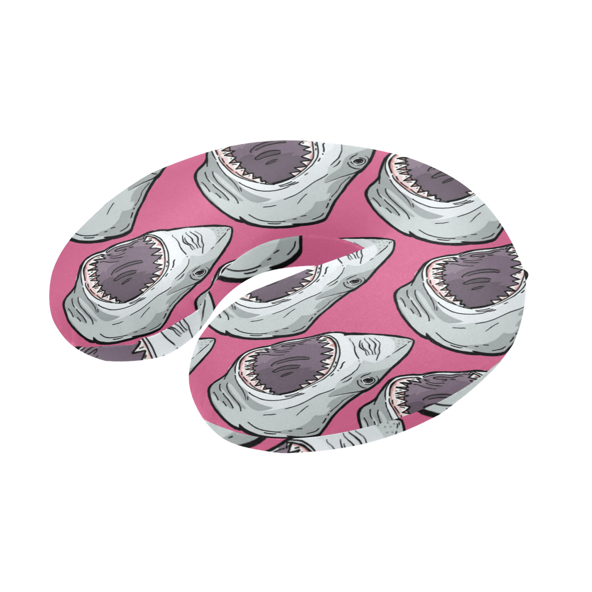 Great White Shark Pattern Print Design 01 U-Shaped Travel Neck Pillow