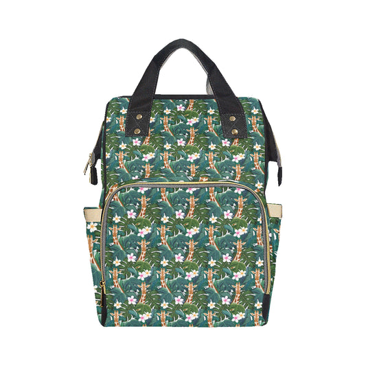 Giraffe Jungle Design Print Diaper Bag Backpack