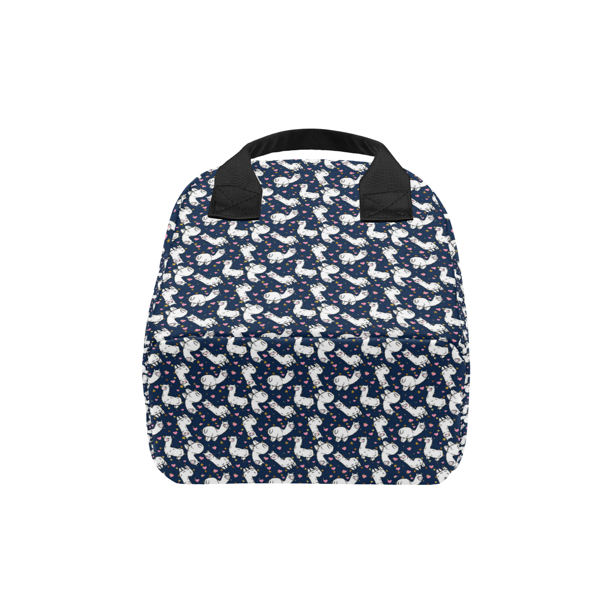 Alpaca Heart Star Design Themed Print Insulated Lunch Bag