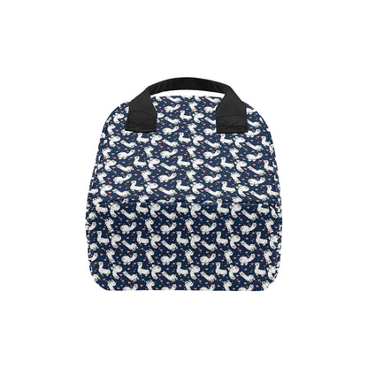Alpaca Heart Star Design Themed Print Insulated Lunch Bag