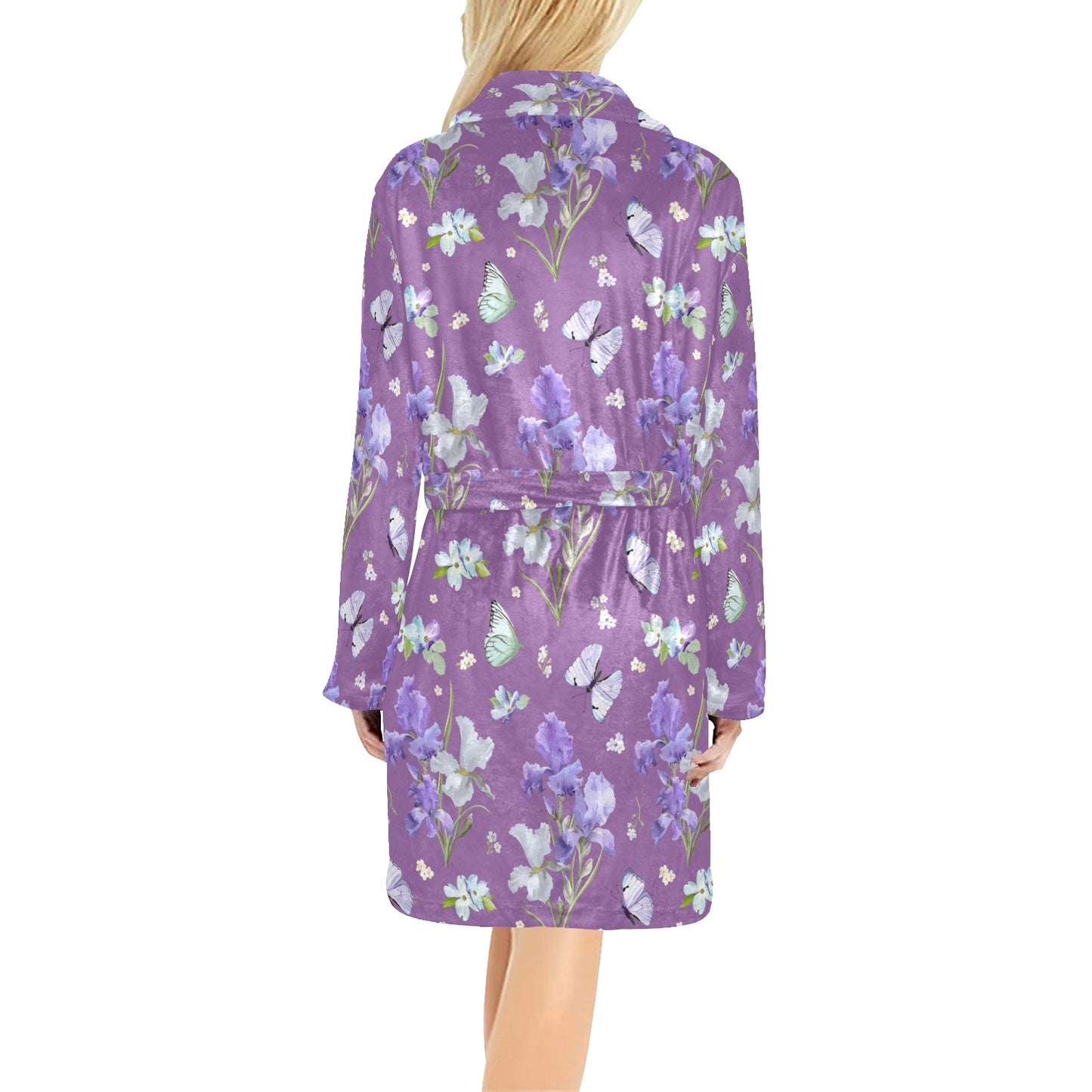 Iris Pattern Print Design IR09 Women's Fleece Robe