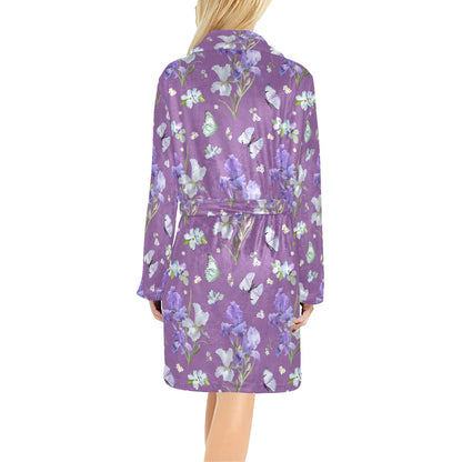 Iris Pattern Print Design IR09 Women's Fleece Robe