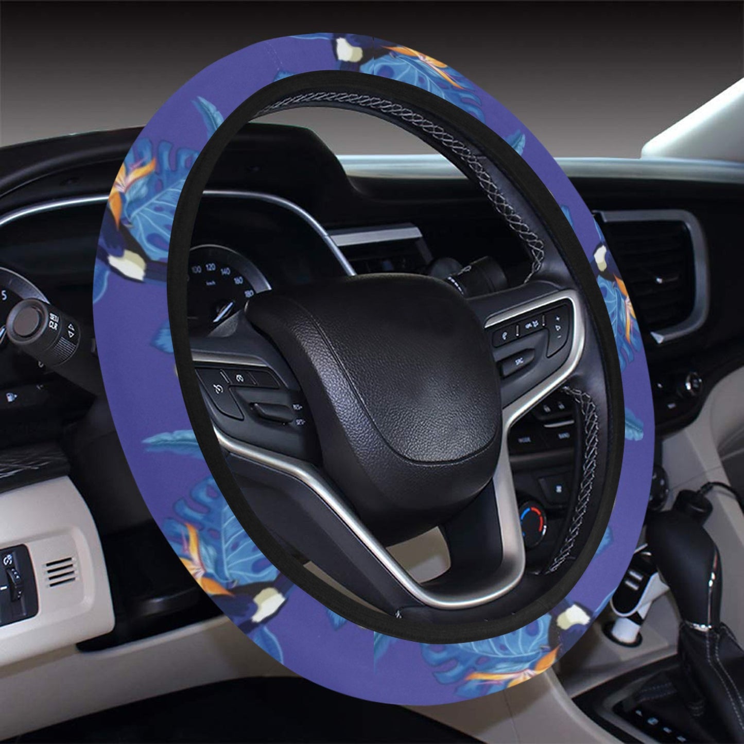 Toucan Print Design LKS306 Steering Wheel Cover with Elastic Edge