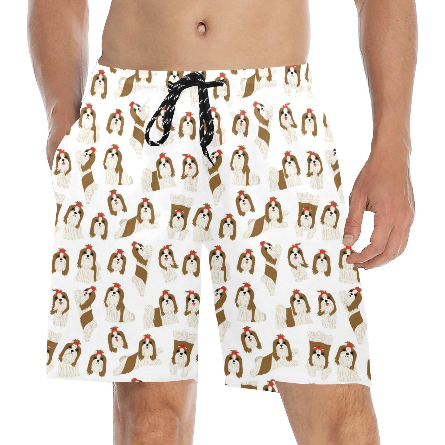 Shih Tzu Print Design LKS302 Men's Swim Trunks Beach Shorts